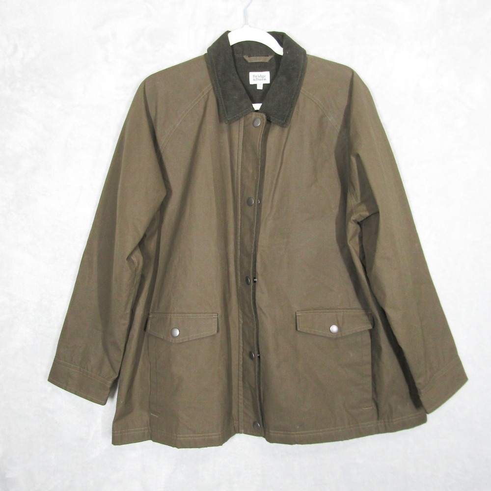 Bridge & Burn Mens XXL Waxed Cotton Barn Jacket Green Plaid Lined Field Coat